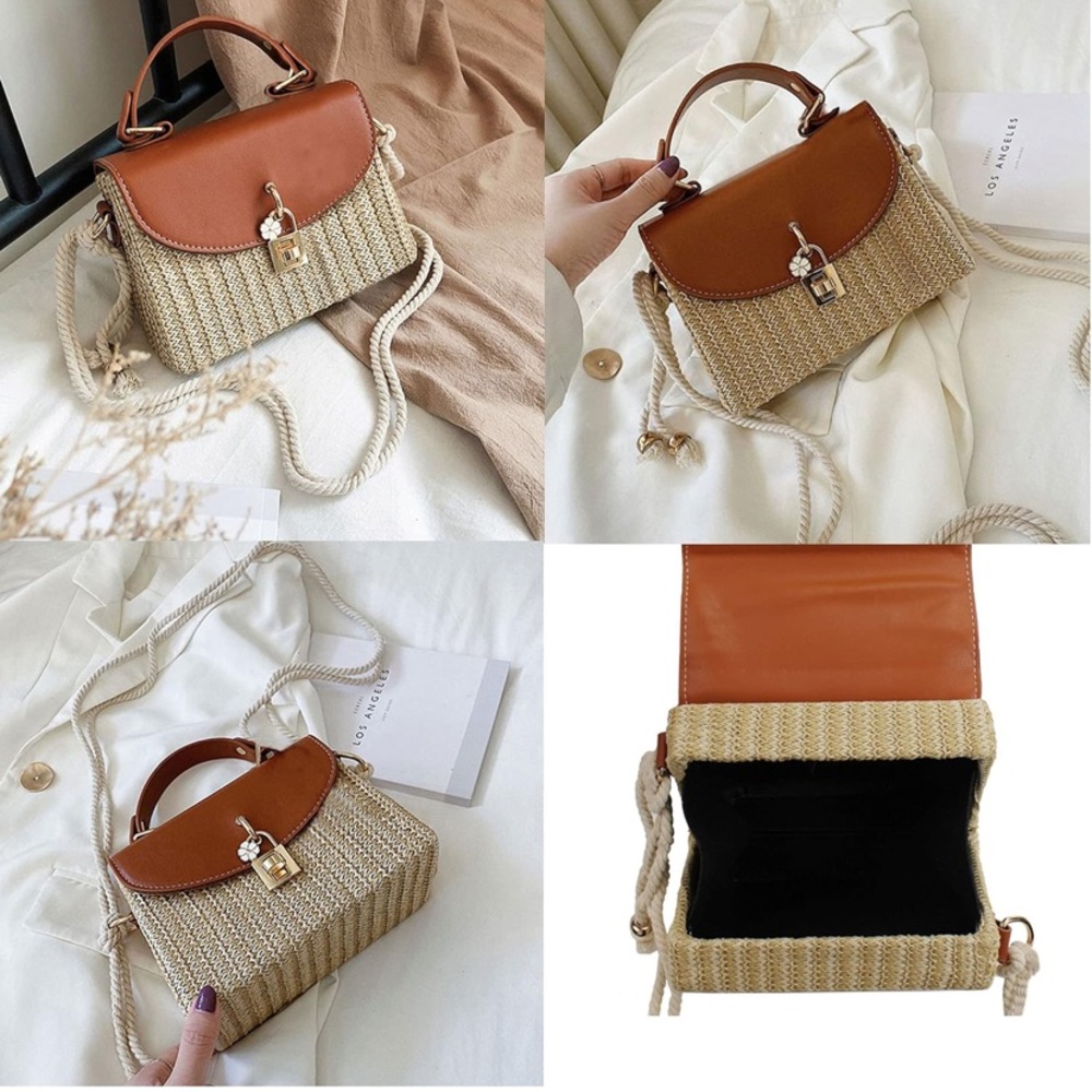Crossbody Bag Women Straw Purse Fashion Shoulder Tote Handbag Bucket Bag - Picture 3 of 4